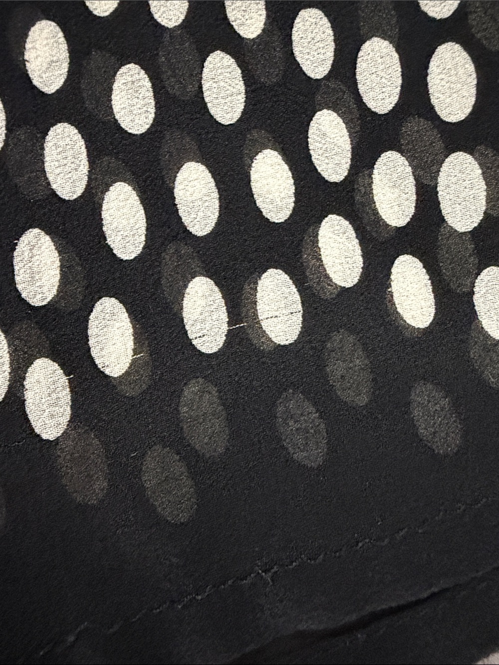 Vintage Lord & Taylor Black Sheer Polka Dot Blouse Petite 12P Button Front - Picture 9 of 9